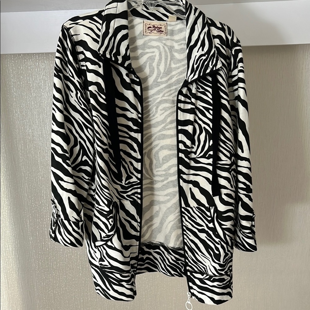 Vintage Zebra Print Zip Up Jacket
